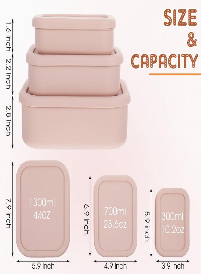 Limbeuuu 3 Pack Silicone Food Storage Containers, Rectangular BPA-Free Silicone Lunch Box Containers with Lids, Airtight, Leak-Proof, Freezer, Microwave & Dishwasher Safe (10.2oz, 23.6oz, 44oz) - Image 2